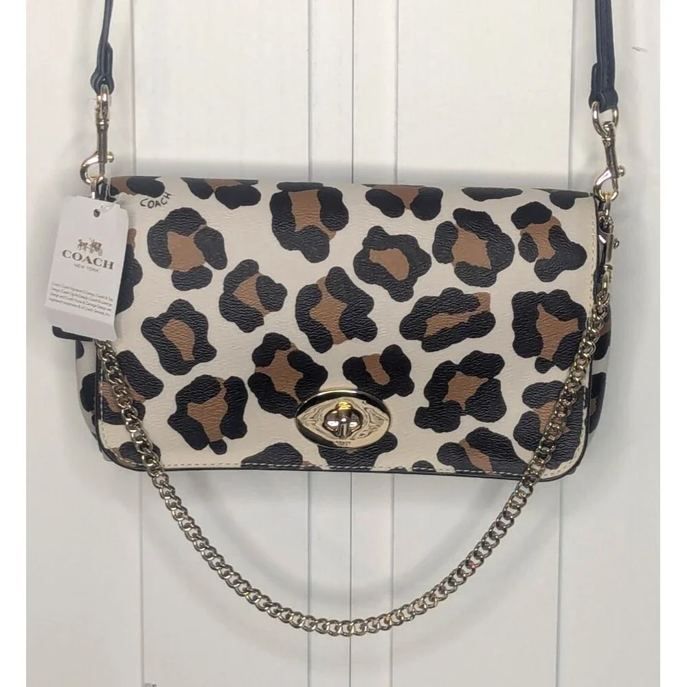 Coach Leopard (Ocelot) Print Mini Ruby Crossbody Bag with Chain NWT